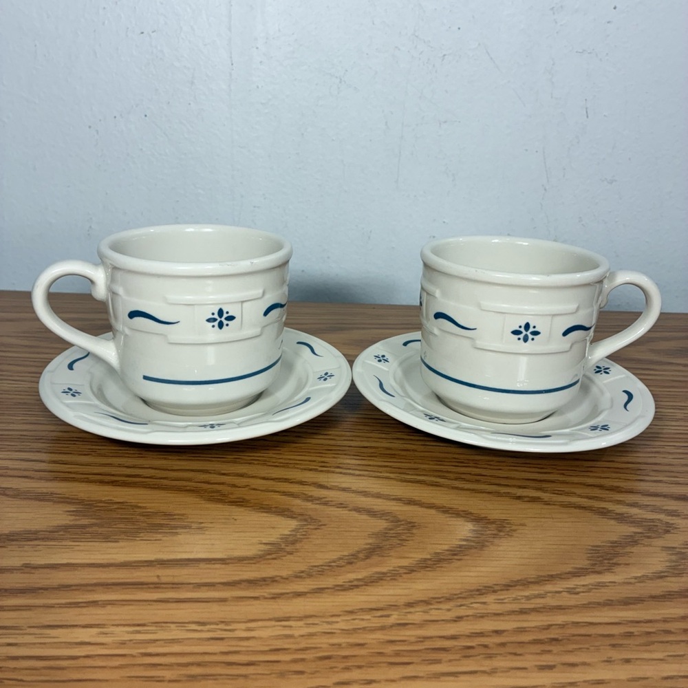 Longaberger‎ Pottery cups and saucers 4 piece set